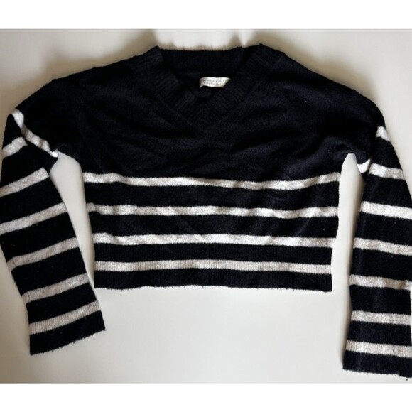 Abercrombie & Fitch Merino Wool Cropped Pullover Preppy Sweater Women's S, Navy - Picture 2 of 9